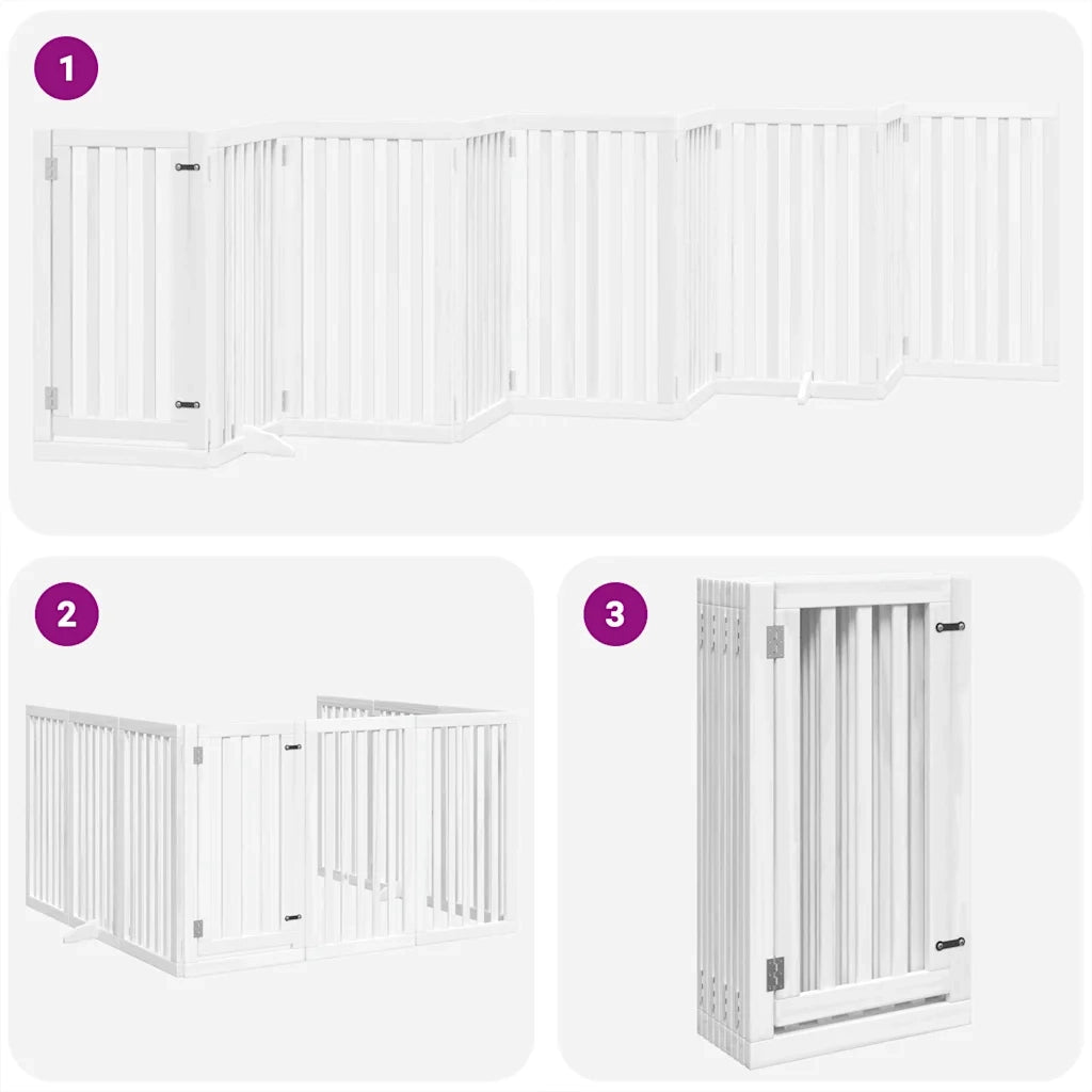 Cancello Cani Porta Pieghevole Bianco 9 Pannelli 450 cm Pioppo 3155650