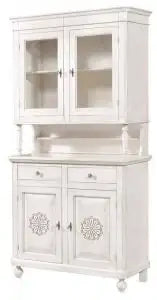 Credenza cristalliera napoletana in legno 2 ante Shabby chic bianco anticato decorata