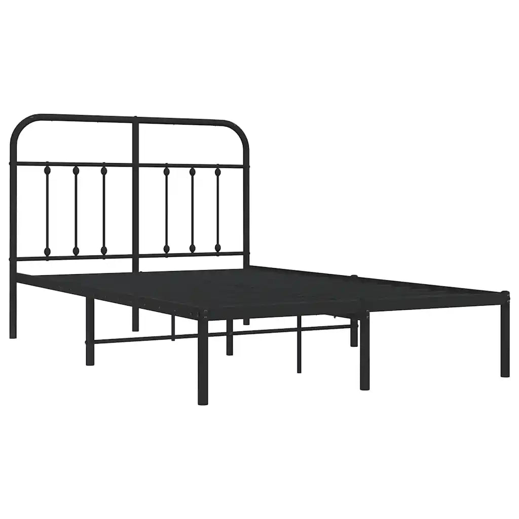 Giroletto con Testiera-Struttura Letto con testiera in Metallo Nero 120x200 cm 202345