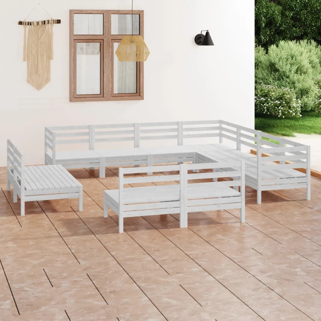 Set Divani da Giardino 11 pz in Legno Massello di Pino Bianco  cod mxl 36704