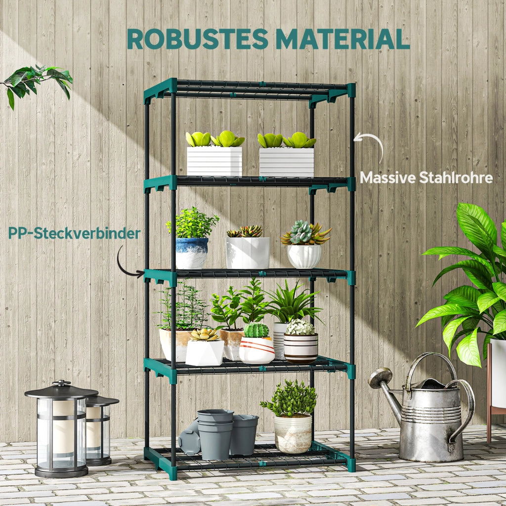 Portapiante 5 Ripiani ¨C Zephmum ¨C Verde Scuro Acciaio 138 cm