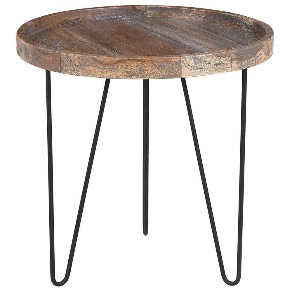 Tavolino in marrone scuro Piano Java Gambe Nere 50 x 50 x 50 cm Industrial Rustic