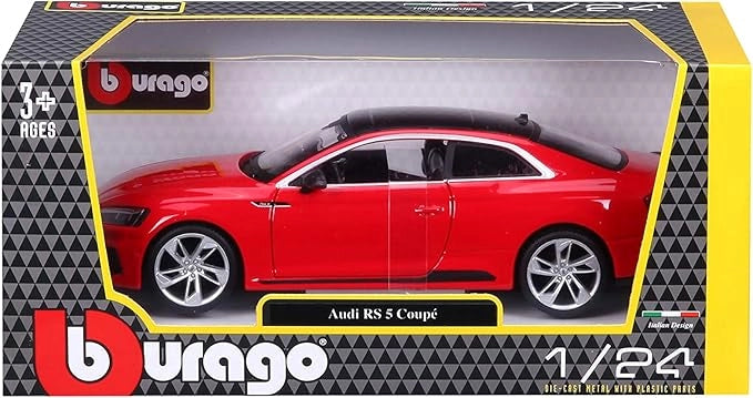 BBURAGO Audi RS 5 Coupe Scala 1:24, Replica Diecast con Portiere Apribili, Licenza Ufficiale Audi,Eta 3+