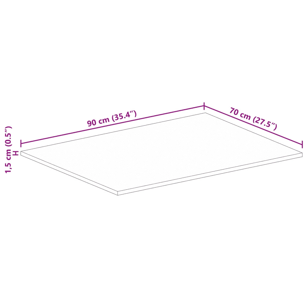 vidaXL Piano per Tavolo 90x70x1,5cm Rettangolare Legno di Mango Grezzo