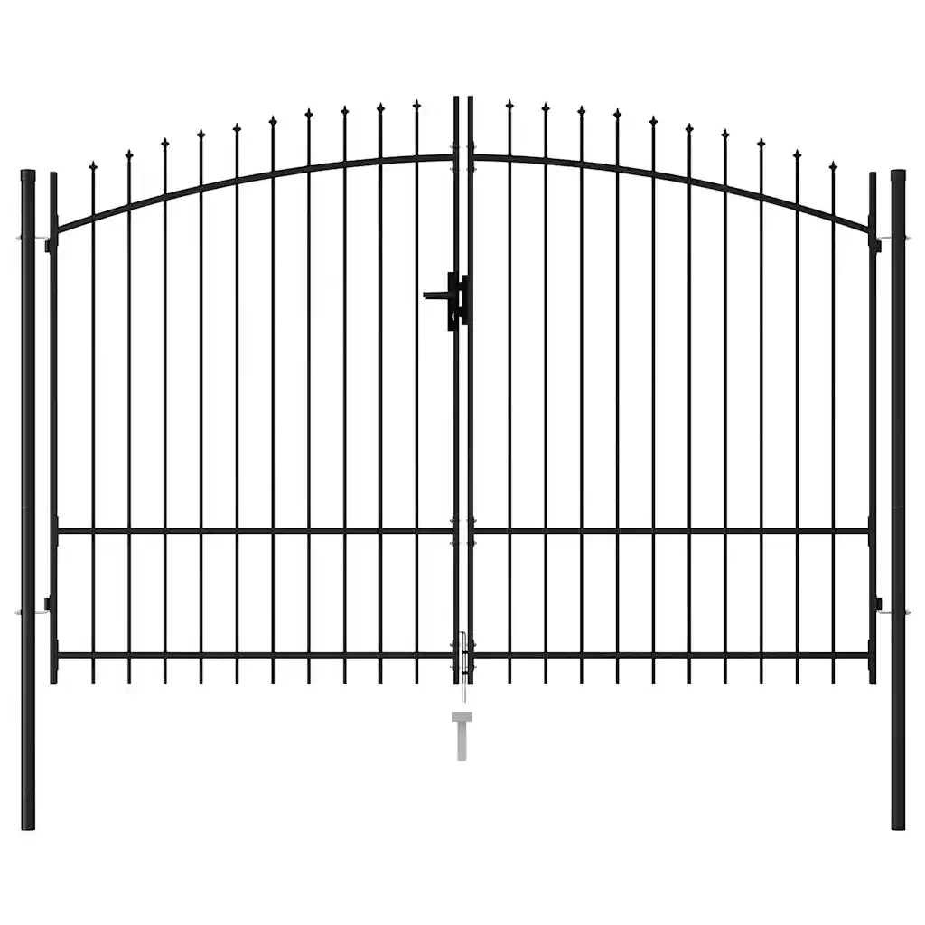 Cancello a Doppia Anta con Punte in Acciaio 3x2 m Nero cod mxl 48182