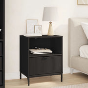 Comodino con cassetto-Tavolino da notte Nero 49 x 36 x 61 cm Legno multistrato