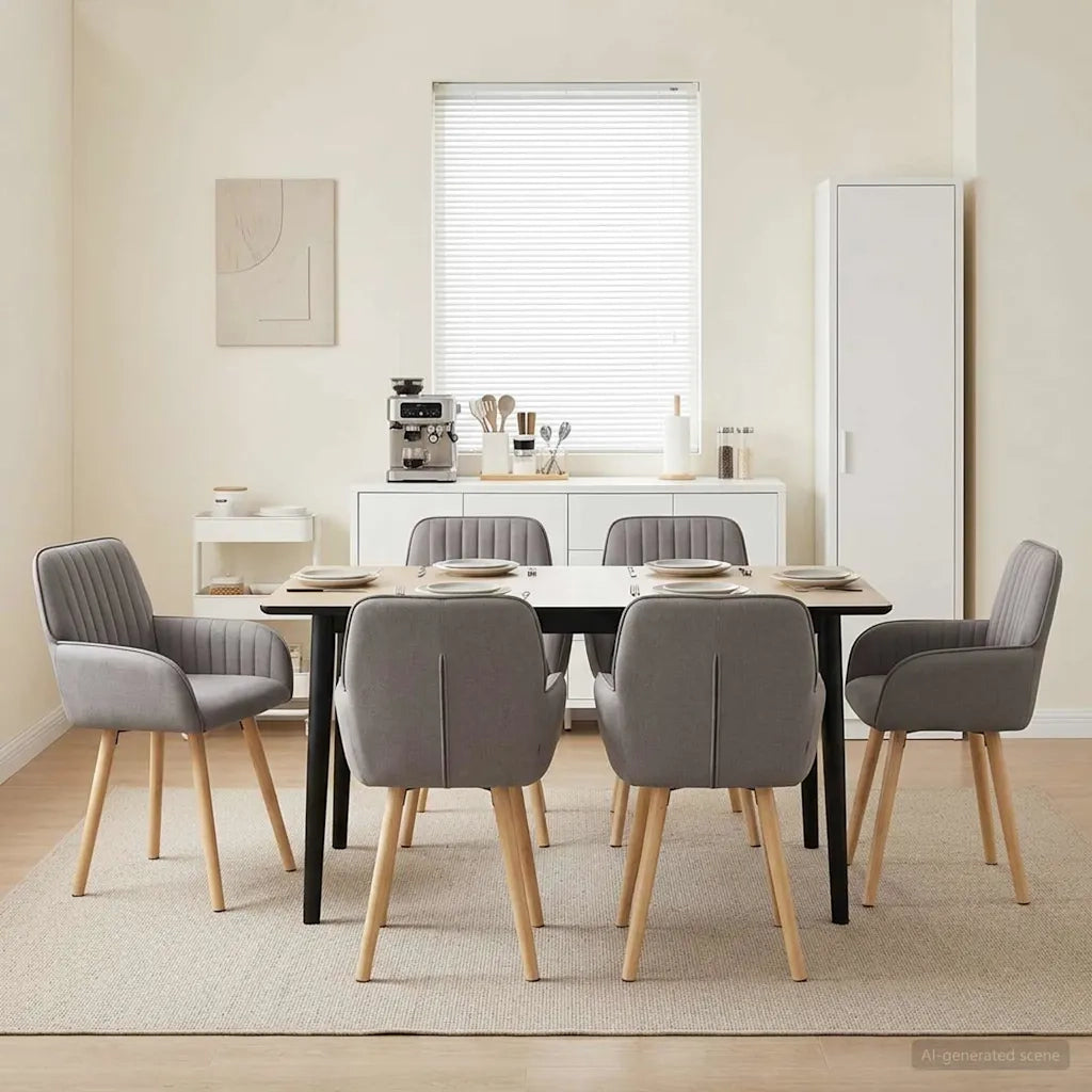 Sedie da pranzo 6 pz Tessuto Tortora 56,5 x 50 x 87,5 cm 3428206