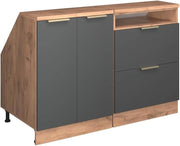 Set di mobili sottotetto Rion, Antracite-oro, 120 cm Set di 2 carcasse armadio profondità 60 cm, adatto per il salvaspazio sotto tetti spioventi