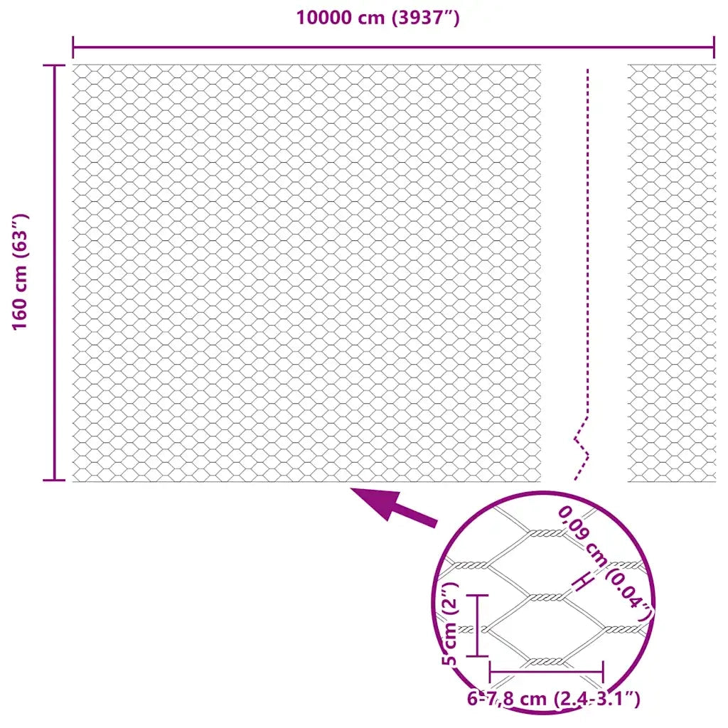 Recinzione Esagonale Grigio 1,6 x 100 m PVC 42005624