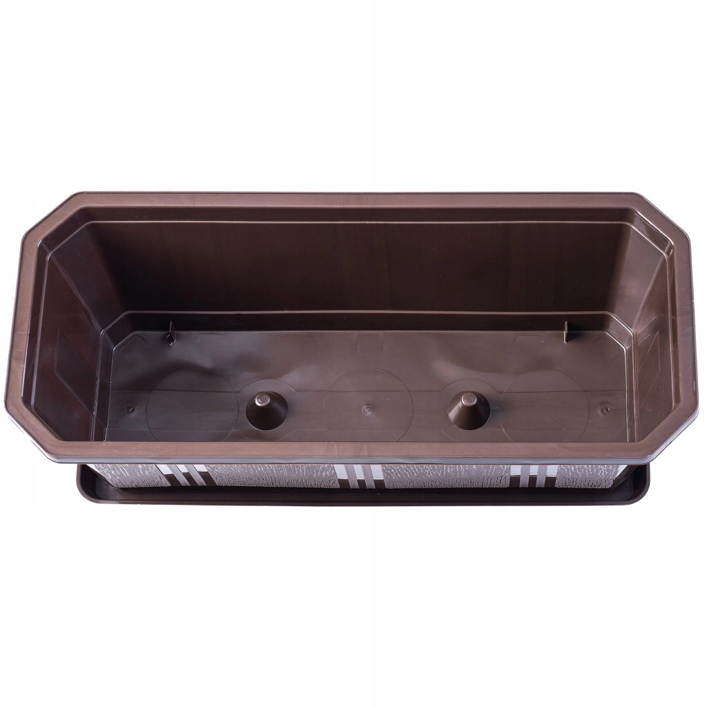 Vaso da fiori per balcone KADAX da 40 cm con supporto e balaustra.