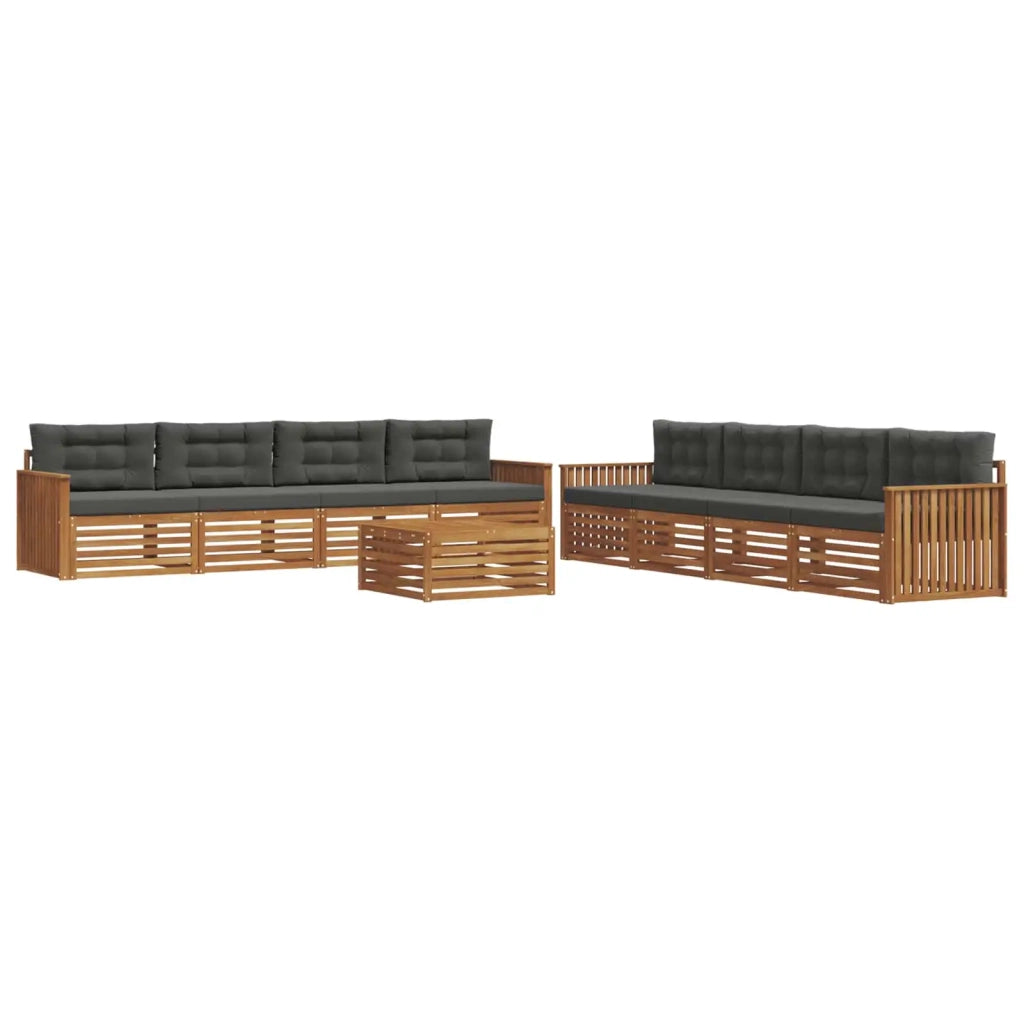 Set di divani da esterno con cuscino 9 pcs Naturale e Antracite