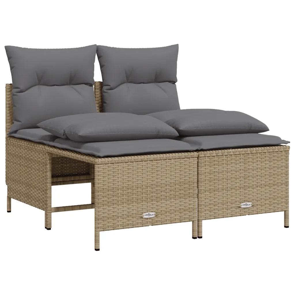 Set Divano da Giardino 4 pz | Set Salotto da Giardino con Cuscini Beige in Polyrattan