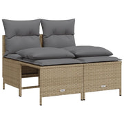Set Divano da Giardino 4 pz | Set Salotto da Giardino con Cuscini Beige in Polyrattan