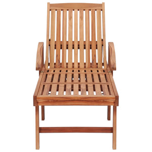 Lettino Prendisole con Cuscino in Massello di Teak Blu Reale 3063016