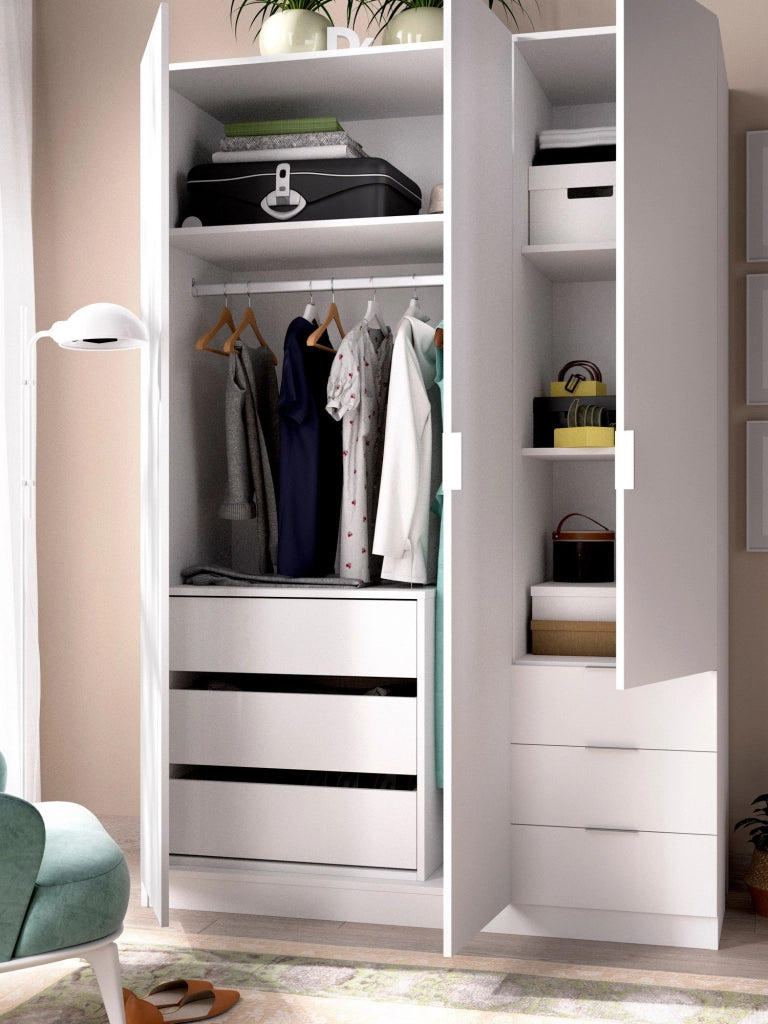 Cassettiera Ackerman, Settimanale per interno armadio, ComÒ² per camera da letto con 3 cassetti, 60x40h60 cm, Bianco