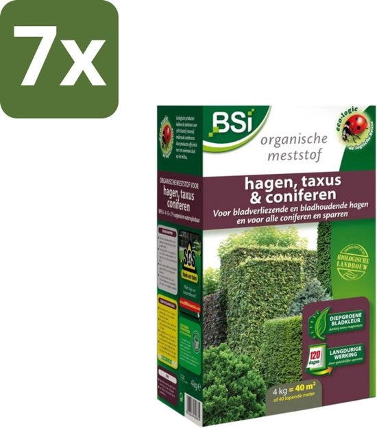 Materiale per il giardinaggio - Fertilizzante per Taxus e Conifere - Crescita Rapida e Foglie Azzurre - 4 kg (40 m²) - Confezione in Bulk - 7 pezzi