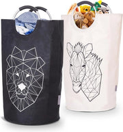 Set di 2 Cestini da Lavanderia Pieghevoli - Grande Raccoglitore di Lavanderia Scuro, Impermeabile e Cestino per Giochi - Ideale per la Stanza dei Bambini.