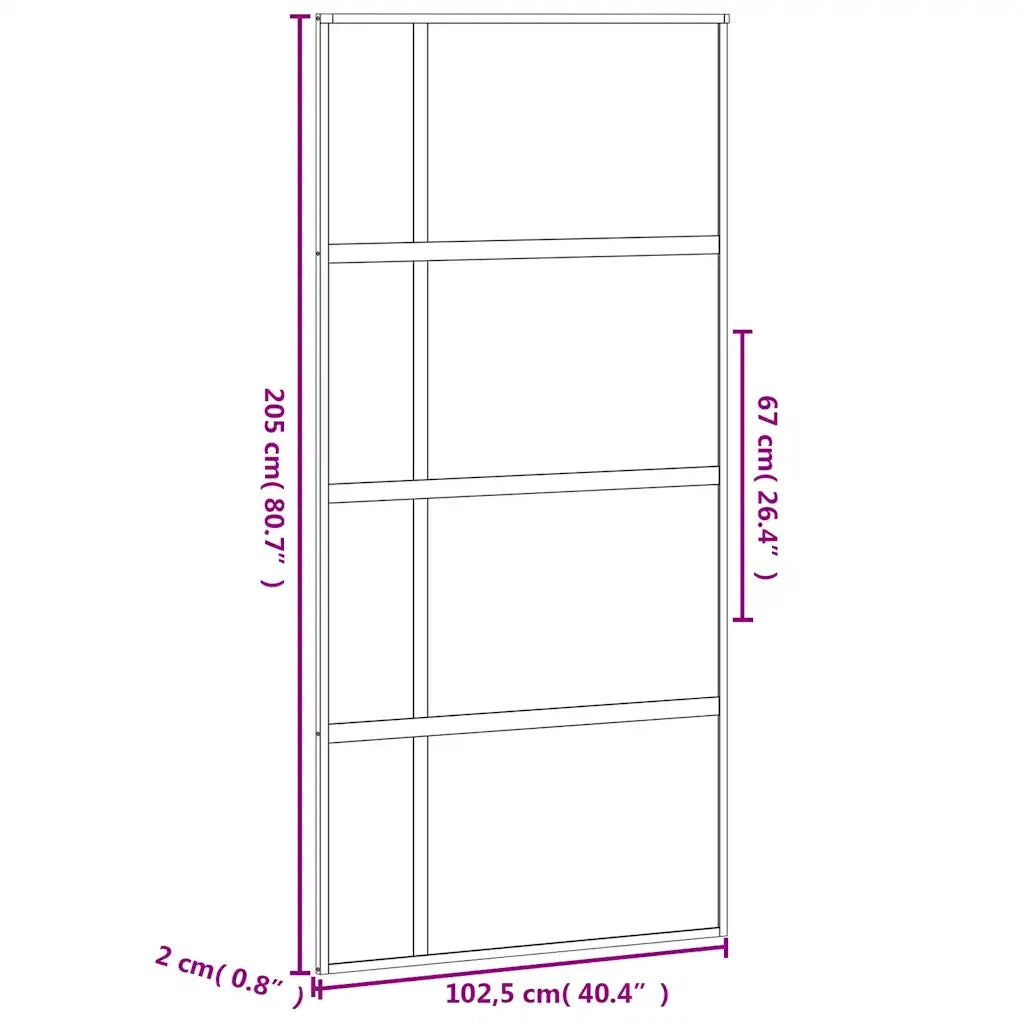Porta Scorrevole Nera 102,5x205 cm Vetro Temperato e Alluminio 155230