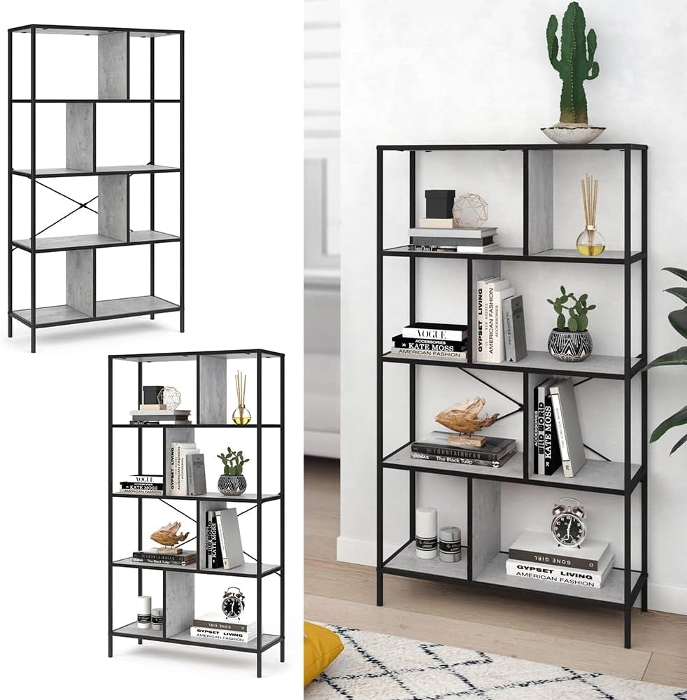 Loft Libreria FYRK Scaffale a muro Scaffale verticale Ordine Vintage 146x80 Betón