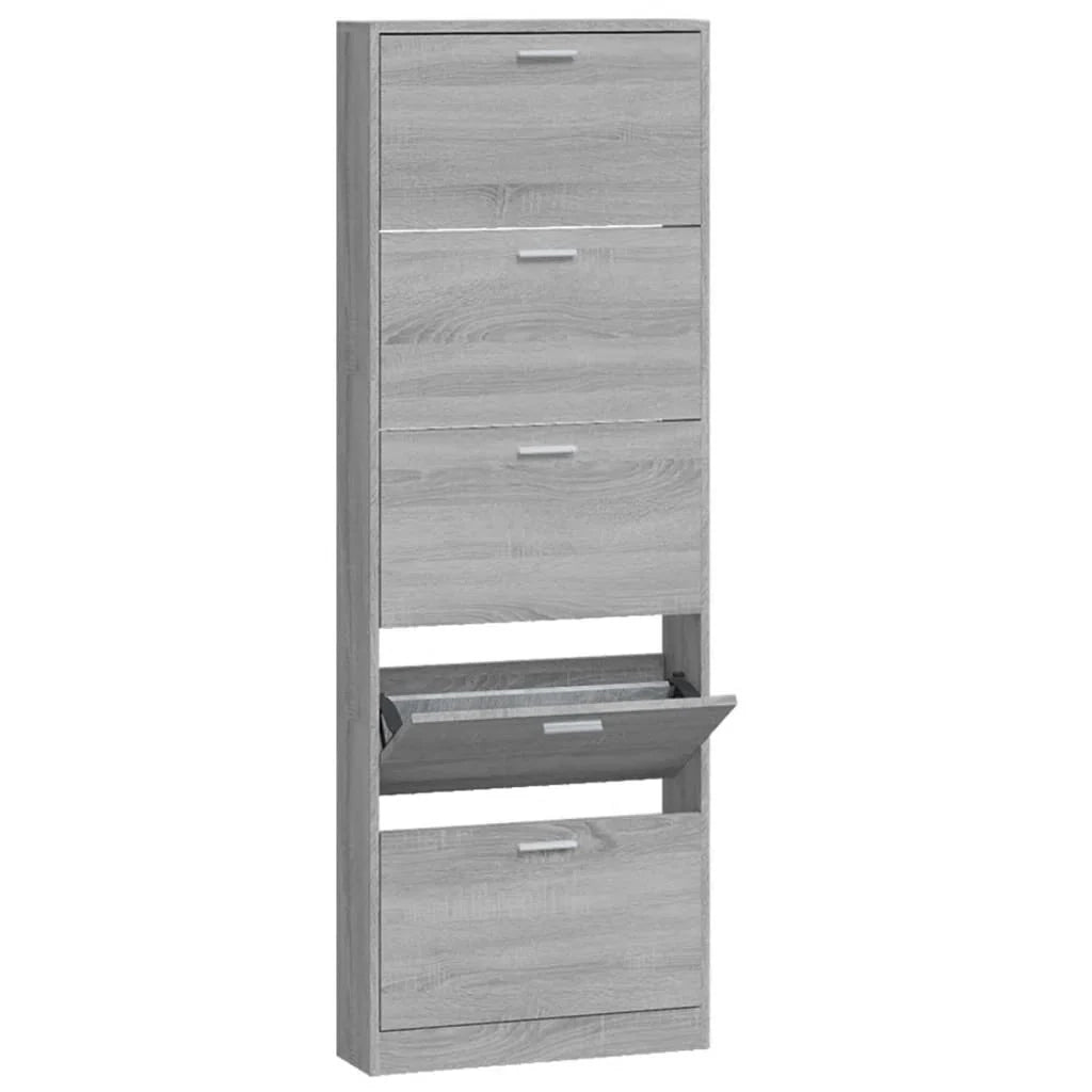 Scarpiera mobiletto portascarpe mobile per ingresso/corridoio/soggiorno legno Sonoma 59 x 17 x 169 cm grigio 02_0022072