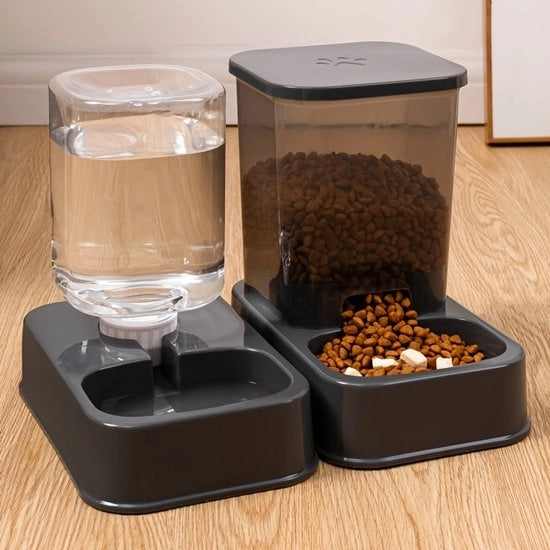 Set di ciotola e dispensatore di acqua per animali domestici, intelligente dosaggio di cibo, senza batterie.