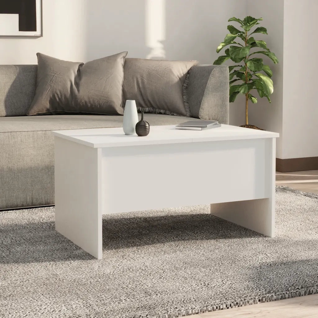 Tavolino da Salotto-Tavolino da soggiorno-Tavolo Bianco 80x50x42,5 cm in Legno Multistrato