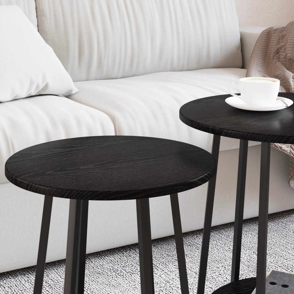 Set di Tavolini 2 pz in legno ingegnerizzato e metallo nero