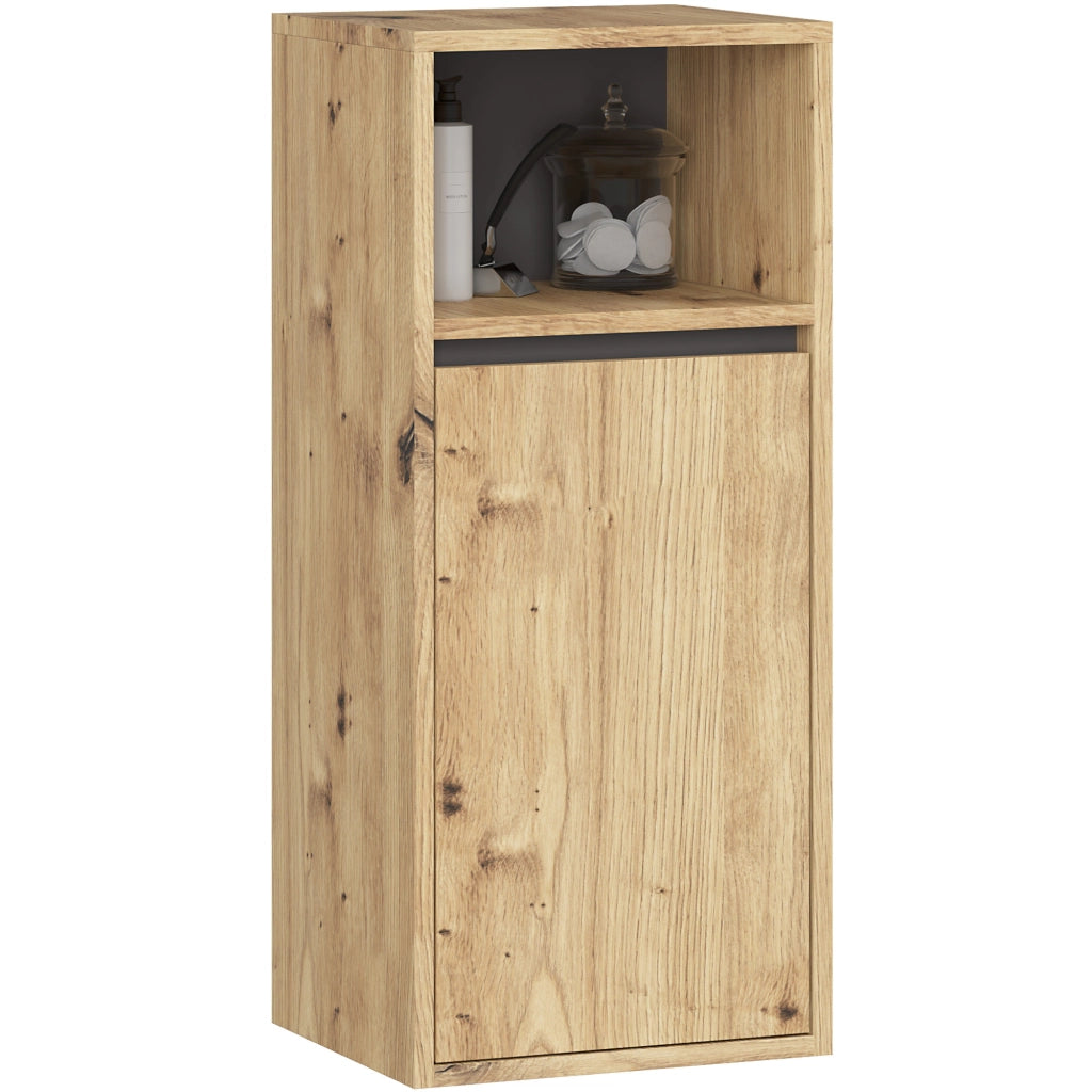 Set di mobili da bagno sospesi VAMI in Rovere Artisan con interno Grigio Grafite con fori per lavabo da appoggio