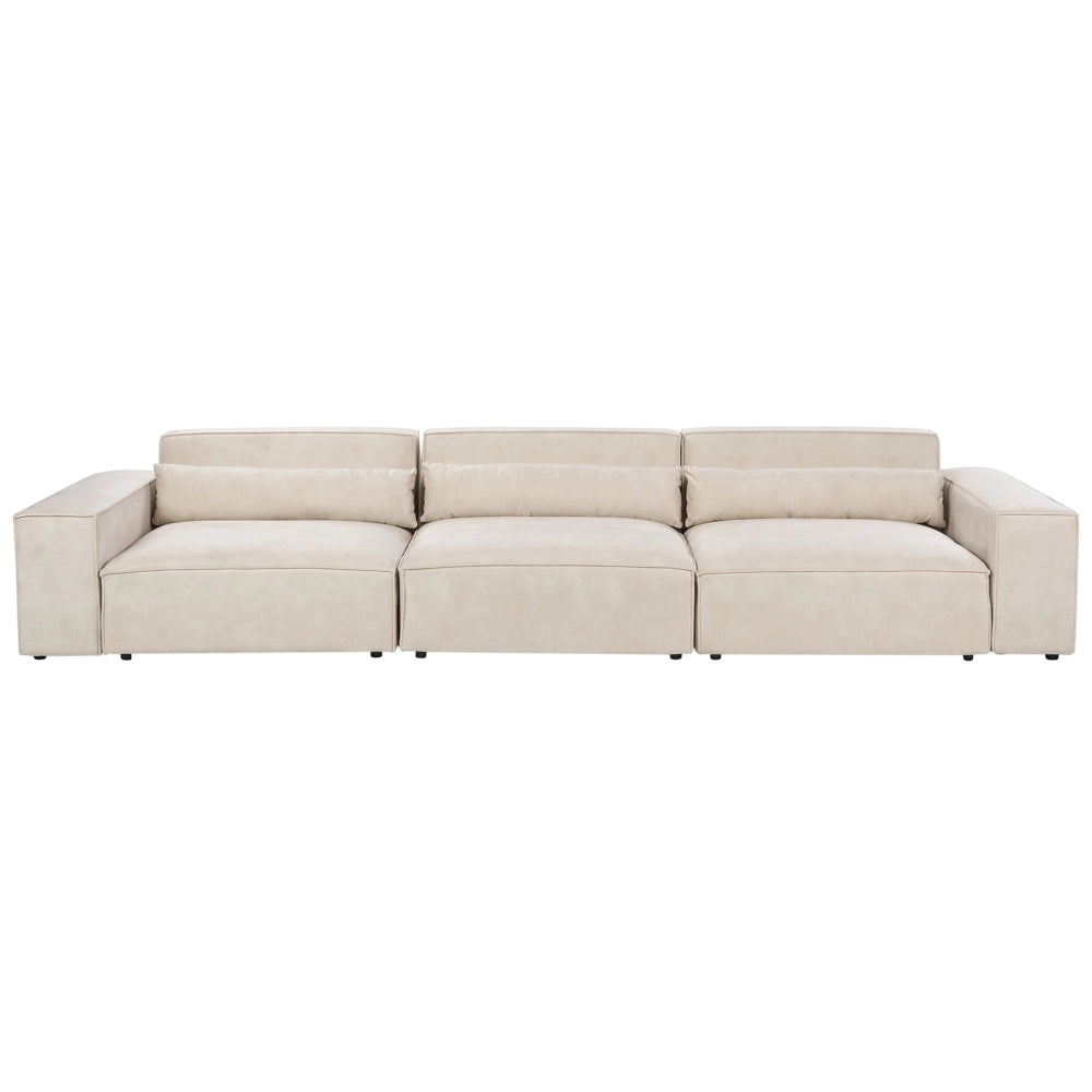 Divano modulare a 3 posti con ottomana Divano componibile in velluto beige con gambe nere Soggiorno moderno