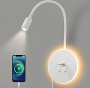 Lampada da Parete LED 3W + 8W con Colonna Cigno e Funzione di Ricarica Rinnovata per Interni