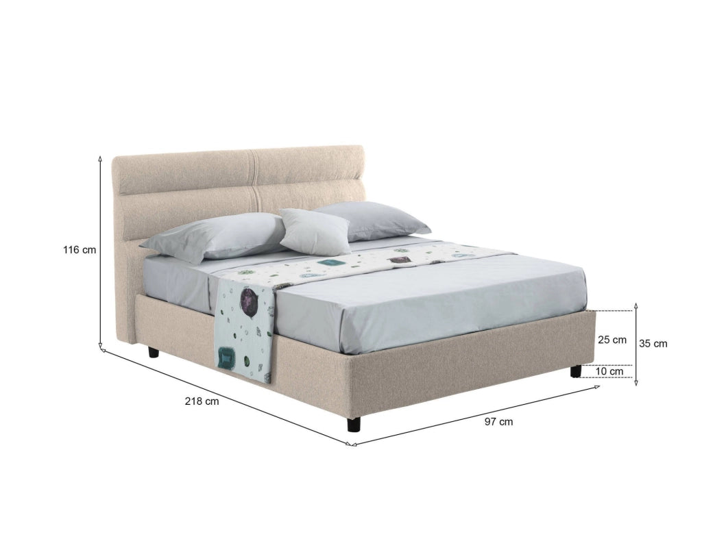 Brez, Letto Singolo Sfoderabile Made in Italy, Grigio Tortora