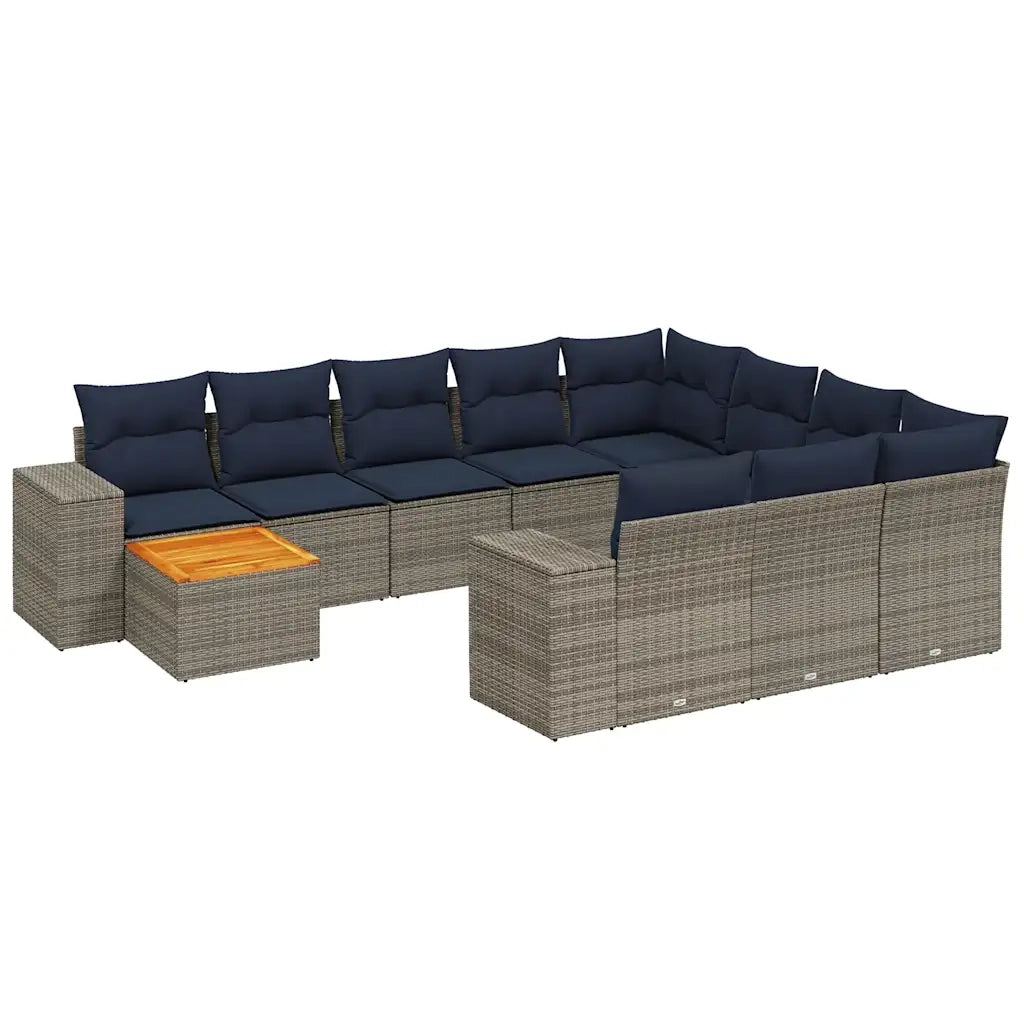 Set Divani da Giardino 11 pz con Cuscini Grigio in Polyrattan 3225634