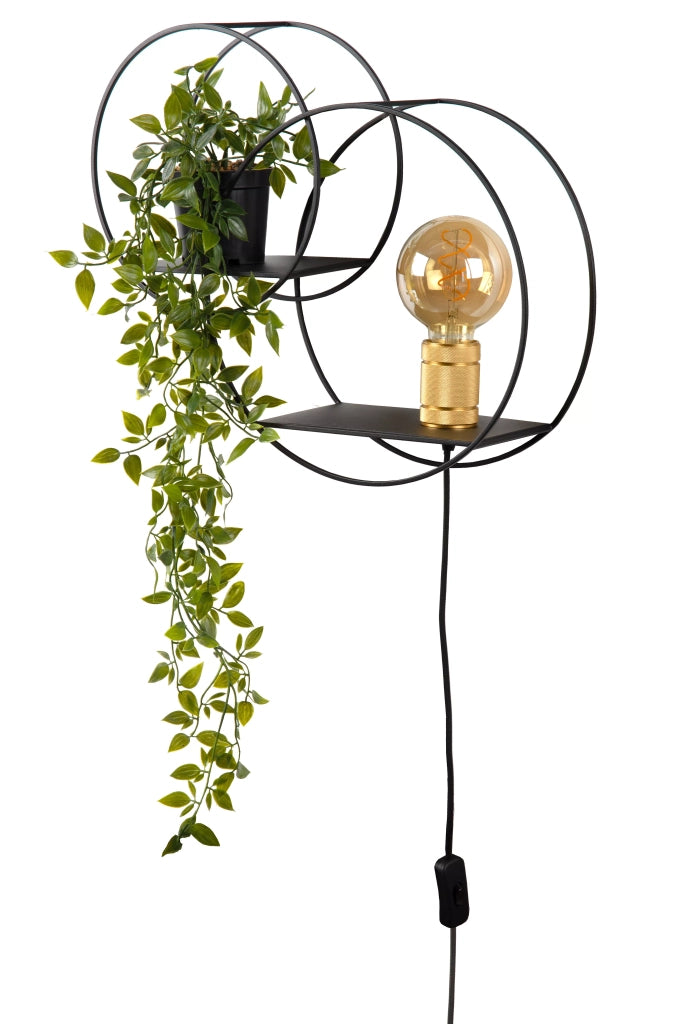 Applique con mensola CIRCLE nero/oro E27 40W Lucide