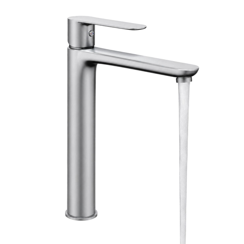 Miscelatore rubinetto oceania per lavabo con bocca alta in ottone nickel spazzolato *** confezione 1
