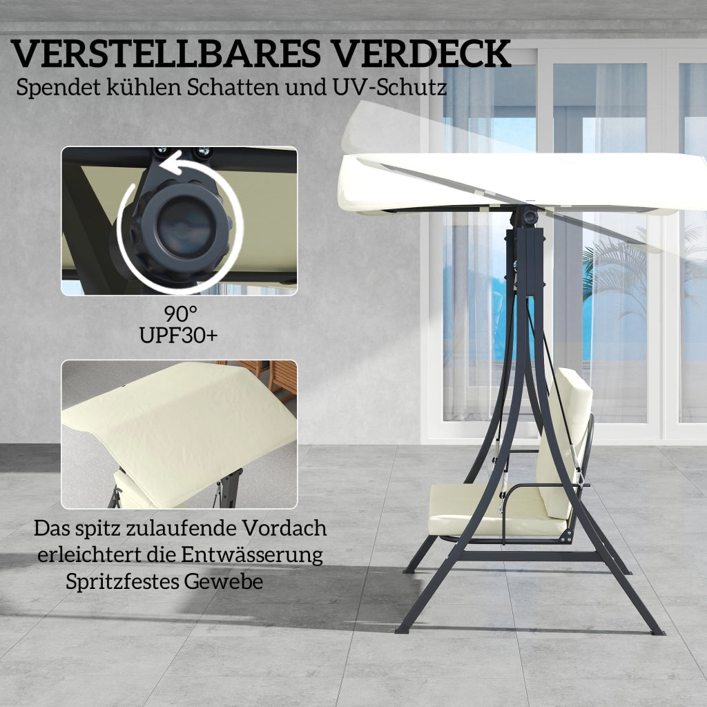 Amaca da giardino regolabile con tetto parasole ¨C zephmum ¨C crema 150x120x182cm
