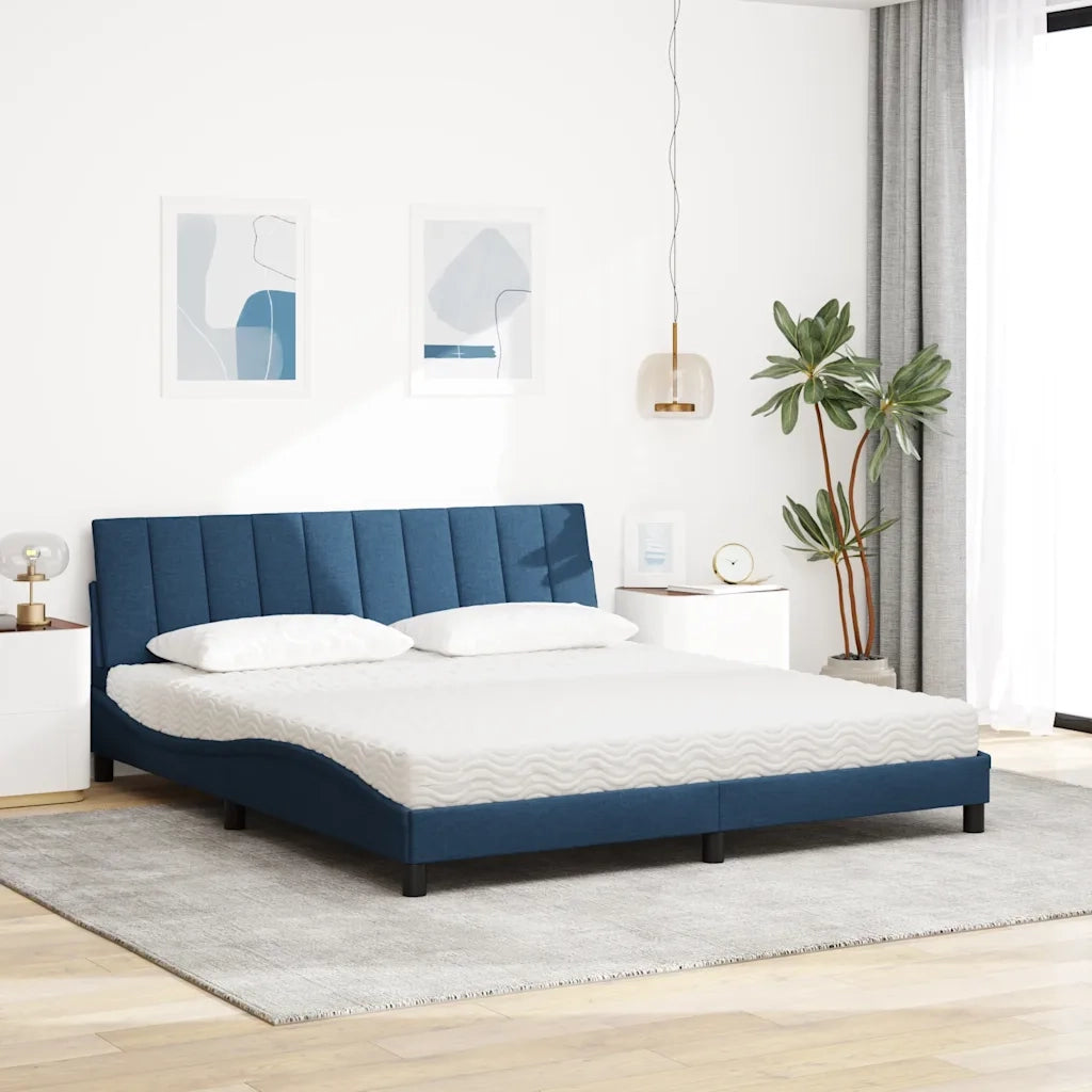 vidaXL Letto con Materasso Blu 180x200 cm in Tessuto