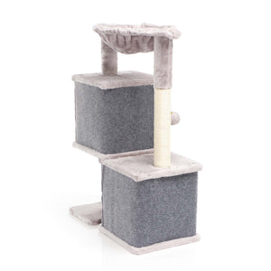 Fudajo Albero tiragraffi grigio con sisal 81cm Con 2 nicchie chiuse Casette Per gatti