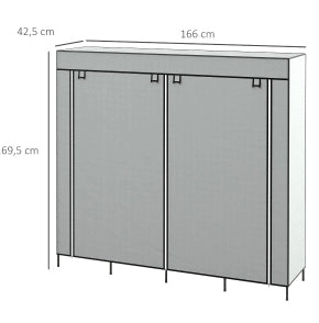 ARMADIO PORTATILE 166x42,5x169,5 cm Grigio Scuro in acciaio