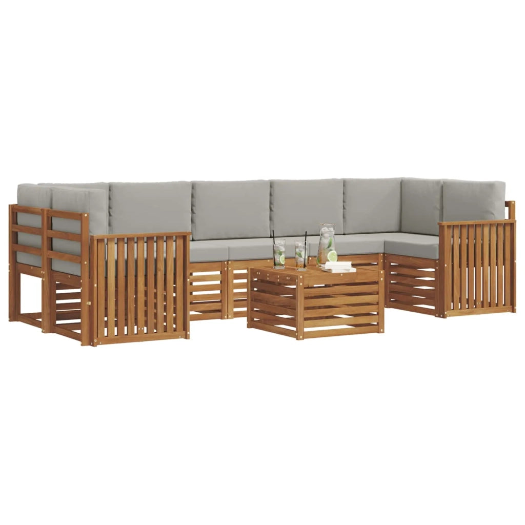 Set di divani da esterno 8 pcs Grigio Naturale e Chiaro 3374526
