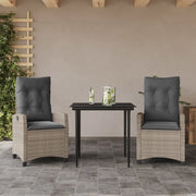 Set Pranzo da Giardino 3pz con Cuscini Grigio Chiaro Polyrattan 3212842
