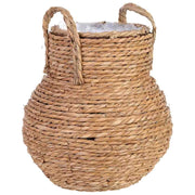 Vaso decorativo in corda con manici cm 20x20x33h