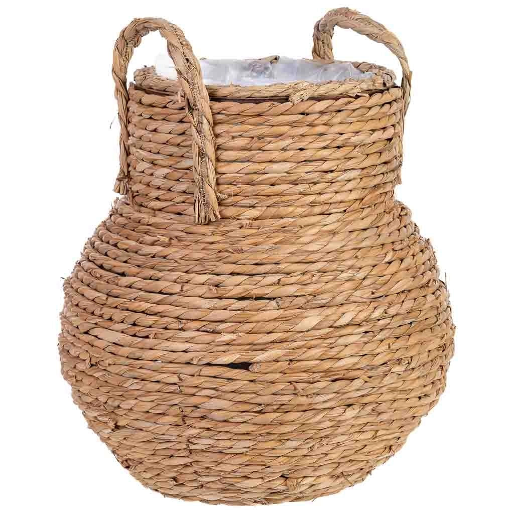 Vaso decorativo in corda con manici cm 20x20x33h