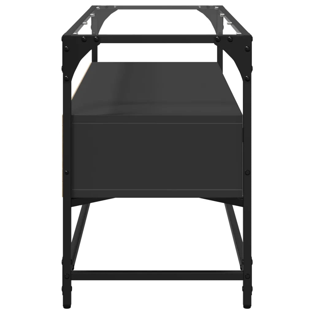 Mobile TV con Piano-Credenza TV-Console TV in Vetro Nero 98x35x51 cm Legno Multistrato