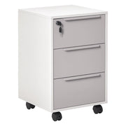 Cassettiera Portadocumenti a 4 Ruote 40x40x63,5 cm a 3 Cassetti con Chiavi di Sicurezza in MDF Bianco e Grigio