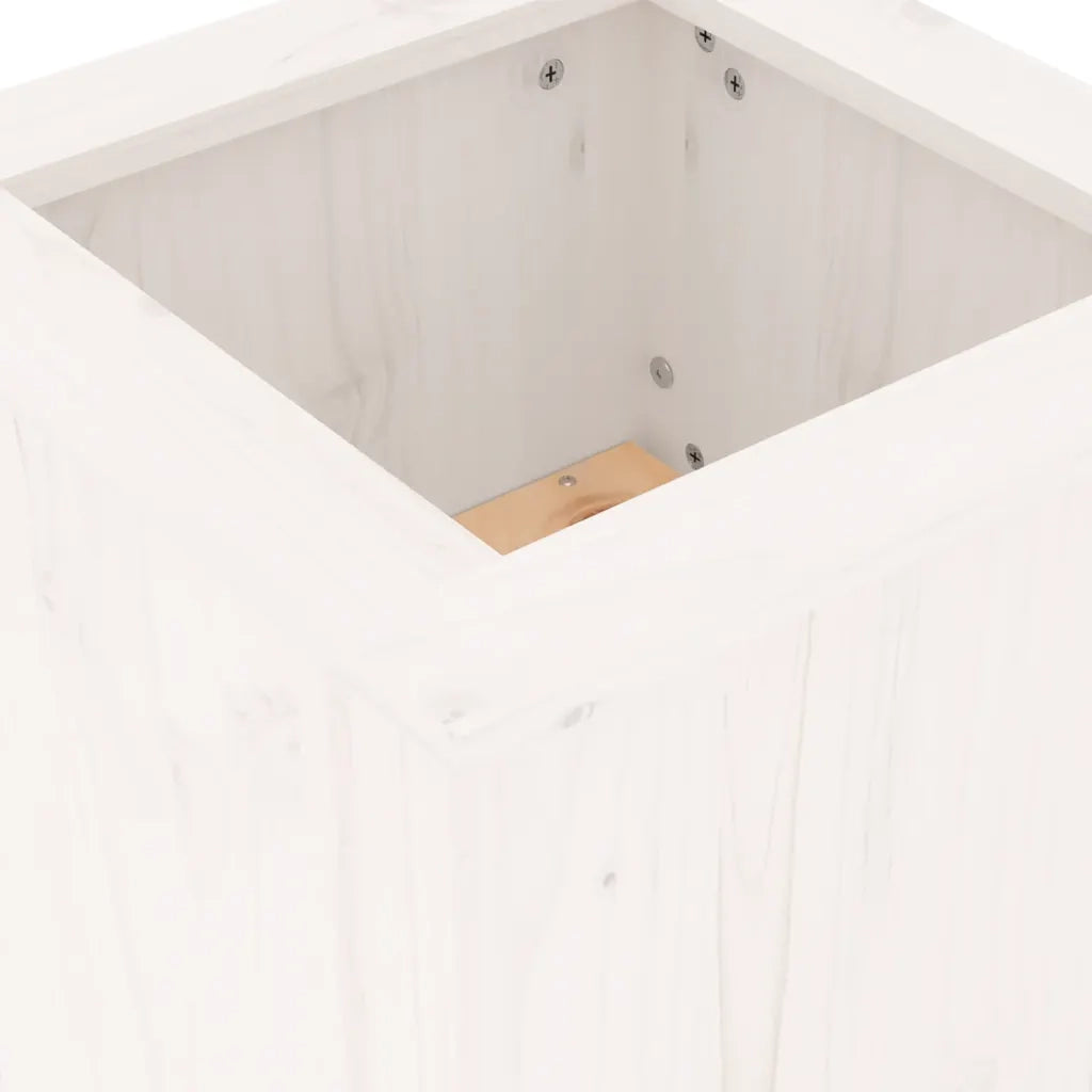 Panca da Giardino | Panchina Fioriera Bianca 184,5x39,5x56,5 cm Legno Massello Pino