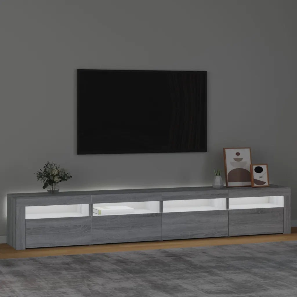 Mobile Porta TV con Luci LED Grigio Sonoma 240x35x40 cm