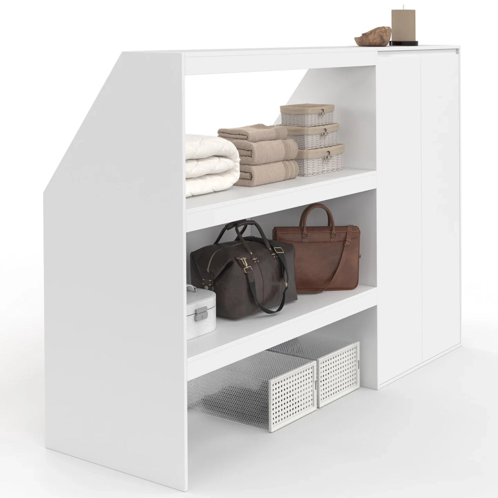 IDMarket - Scaffalatura a 2 livelli + armadio sottopiano TOMI bianco a 2 ante