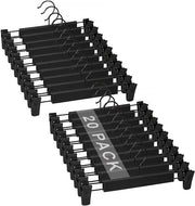 Set di appesi per abiti da 20 pezzi - Design spaziale - Clip regolabili - Ganci rotativi 360° - Appesi in legno - Adatti a pantaloni e gonne - Appeso per abiti