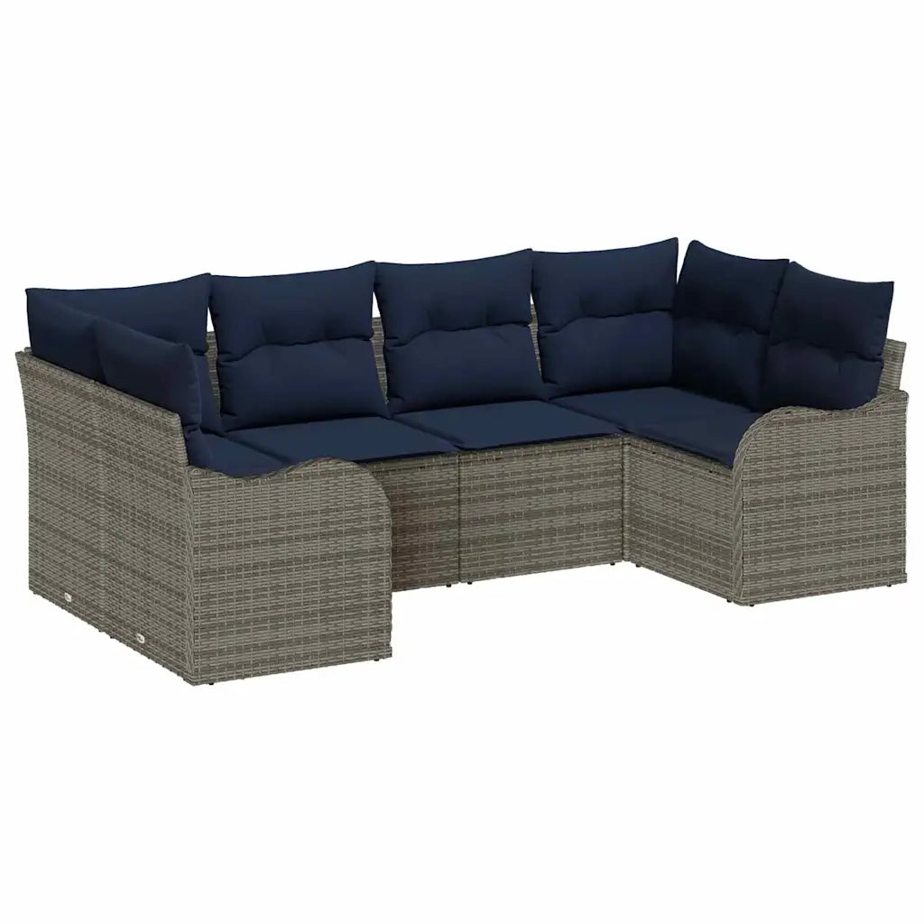 Set di divani 6 pz Grigio [Sintetico]: Rattan in Polipropilene 3345845