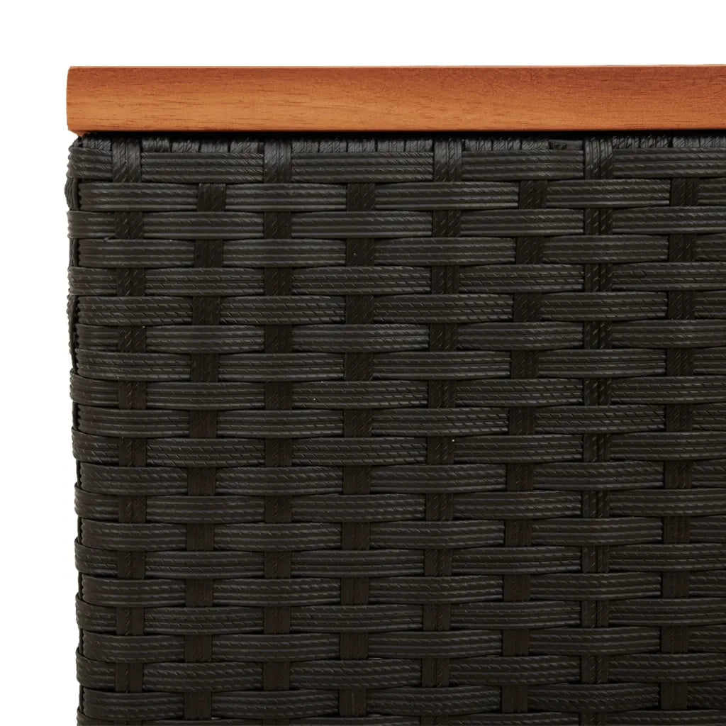 Tavolini Giardino 2 pz | Tavolino da esterno Neri 55x34x37cm Polyrattan Legno Massello